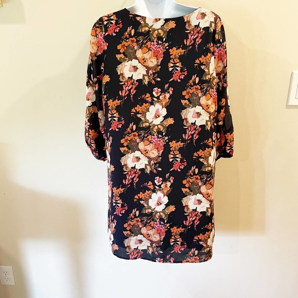 Lulus Shifting Dears Navy Floral Print Dress S - Picture 7 of 14